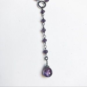 Amethyst Drop Necklace 10”